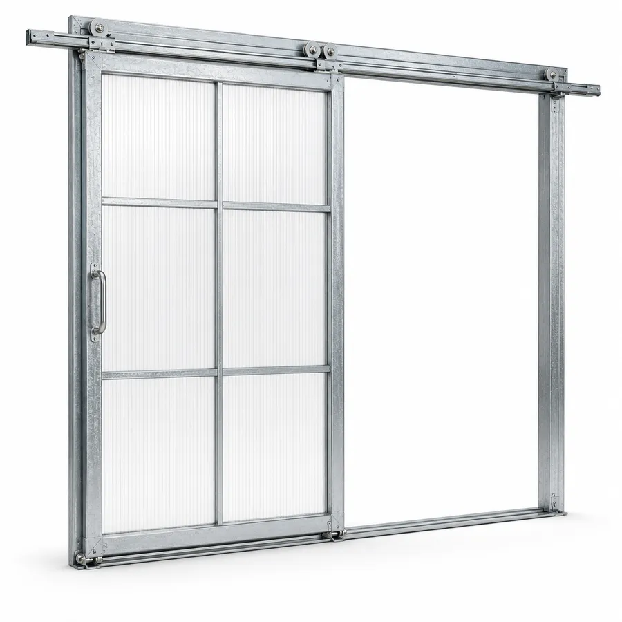 Sliding door with rail